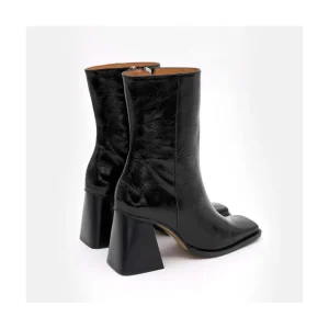 Ángel Alarcón Oconnor - Shiny Leather Ankle Boots With Zipper & Block Heel Sale