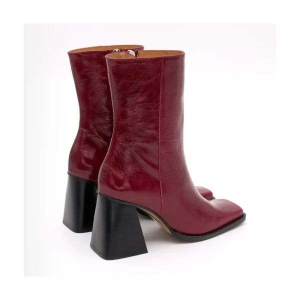 Ángel Alarcón Oconnor - Shiny Leather Ankle Boots With Zipper & Block Heel Hot