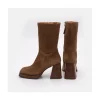 Ángel Alarcón Olama - Comfortable Women S Chunky Heels And Platform Suede Boots Fashion