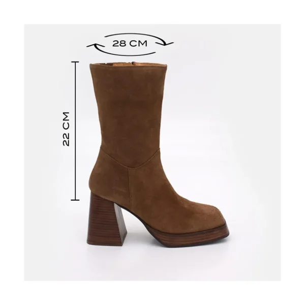 Ángel Alarcón Olama - Comfortable Women S Chunky Heels And Platform Suede Boots Fashion