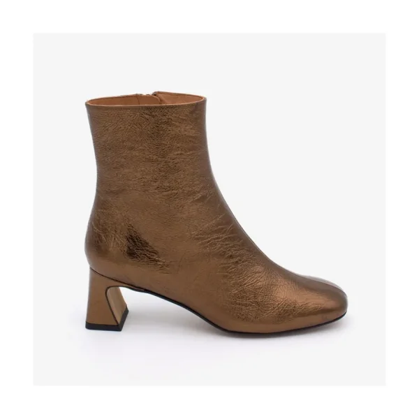 Ángel Alarcón Parsons - Women S Metallized Leather Booties With Comfortable Low Heels Discount