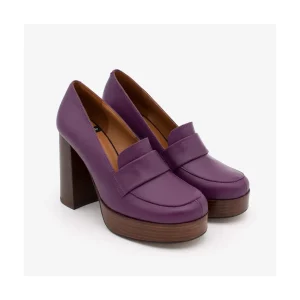 Ángel Alarcón Petra - Women S Leather Moccasins With Wood Block High Heel And Platform Best