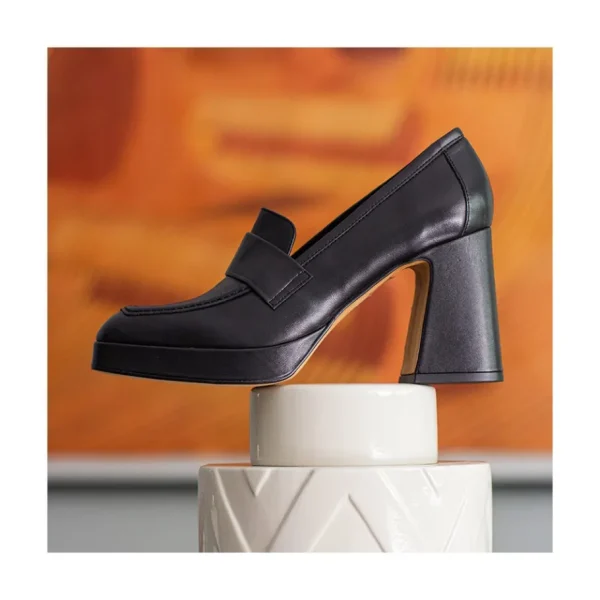 Ángel Alarcón Pinay - Leather Women S Moccasin With Block Heel And Platform Fashion