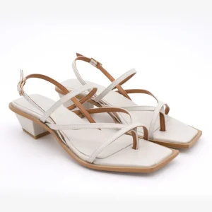 Ángel Alarcón Rowland - Leather Sandals With Geometric Heel Discount