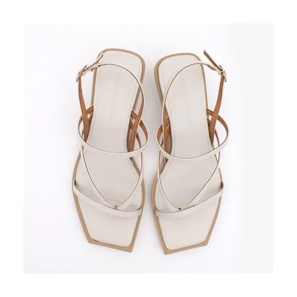 Ángel Alarcón Rowland - Leather Sandals With Geometric Heel Discount