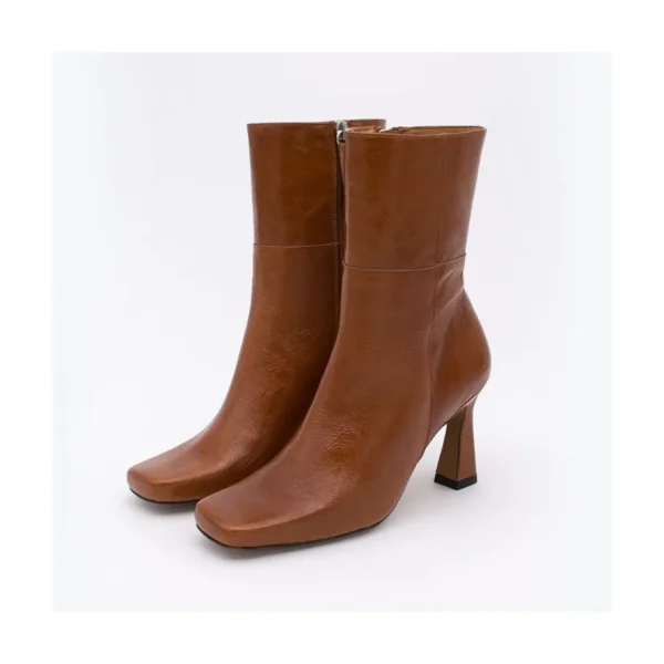 Ángel Alarcón Selena - Shiny Leather Ankle Boots With Zipper Fashion